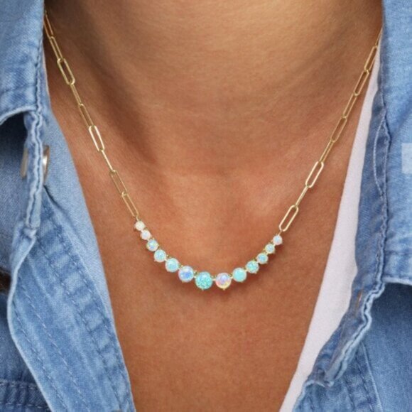 Melinda Maria Not Your Basic Graduated Ombre Opal Samantha Tennis Necklace - Picture 2 of 4